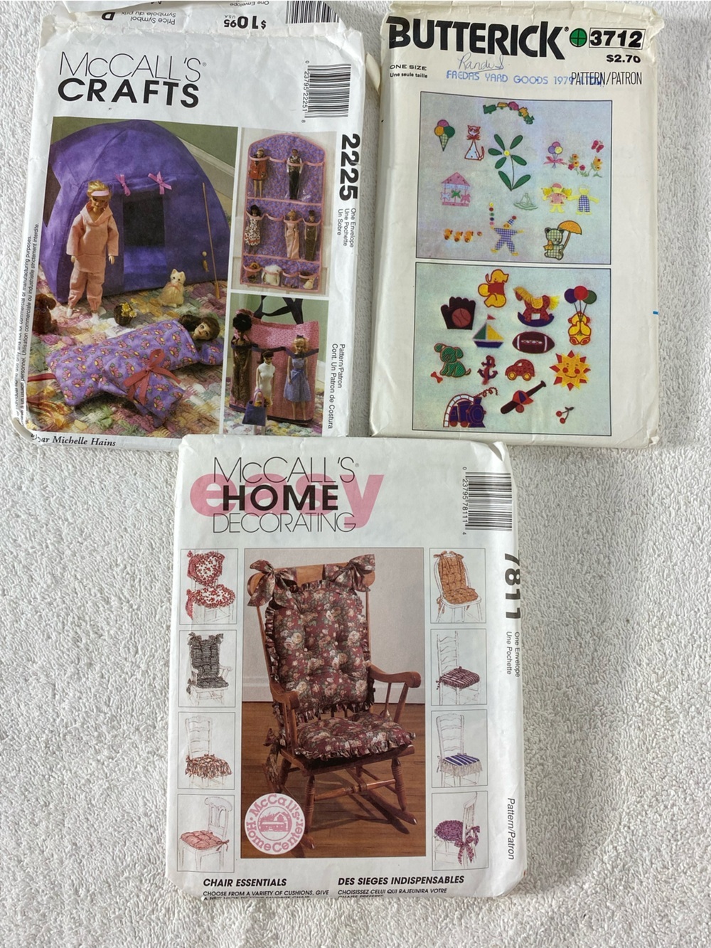 5/$35 Vintage Crafts and Home Decor Sewing Patterns Lot of 3